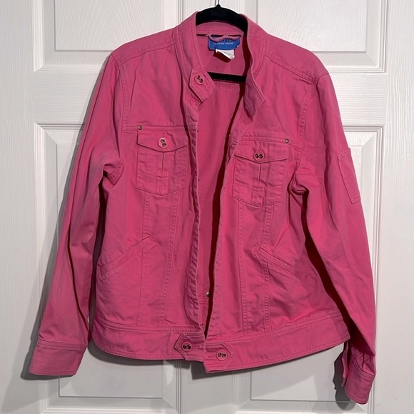 Perfect by Carson Kressley Ladies Denim Jacket - Size Large - Pink - Picture 1 of 9
